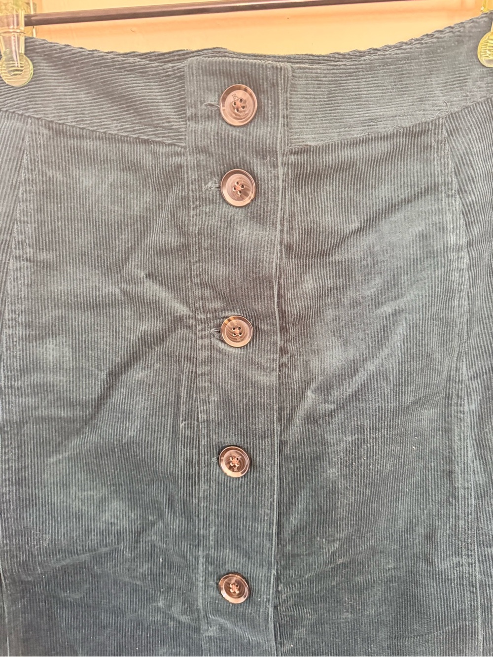 Banana Republic Teal Button-Front Corduroy Midi Skirt - Picture 4 of 7